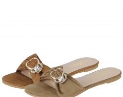 Women Fashion Sandals Slides Flat Heart Design With Rhinestones